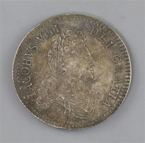 Scotland, a rare James VIII (1688-1766) pattern crown, 1716, 28.7g,